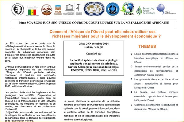 Cours de courte durée sur la métallogénie africaine